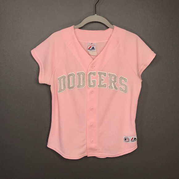 Majestic Tops - Vintage Majestic Genuine Dodgers Pink Jersey